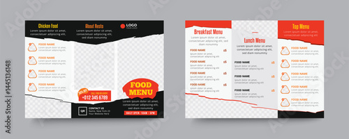 Restaurant trifold brochure menu template design