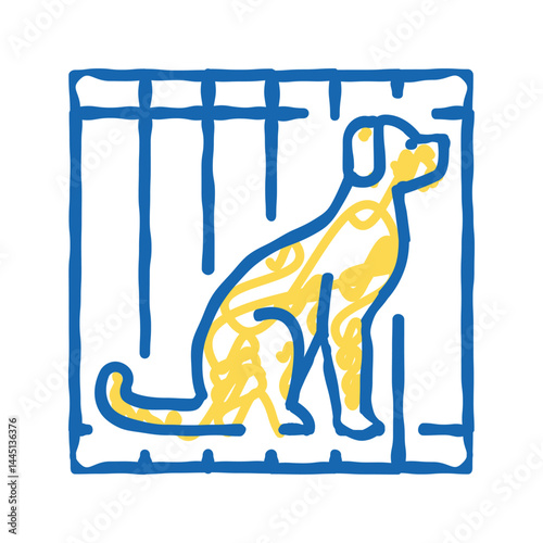 dog in cage icon doodle illustration
