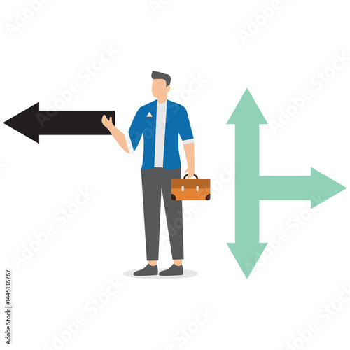 Businessman choose different way and discover new opportunity