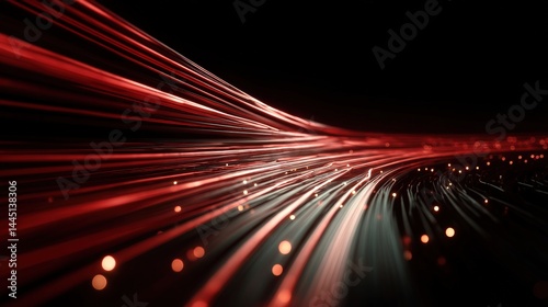 Abstract image of red and dark gray streaks of light, creating a dynamic, flowing effect against a black background.  The glowing lines suggest speed and connectivity.