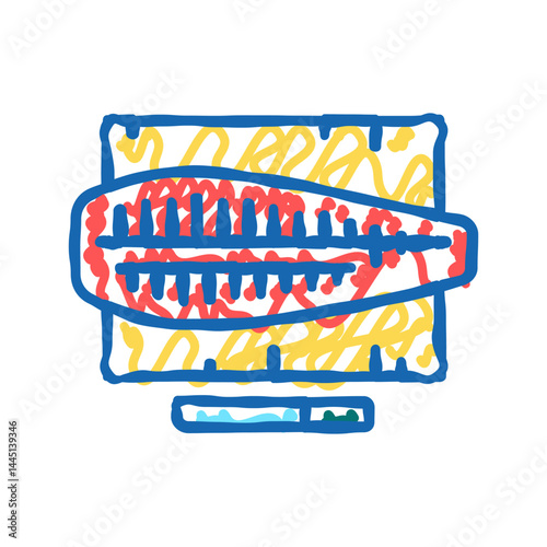 butchering tuna fish icon doodle illustration