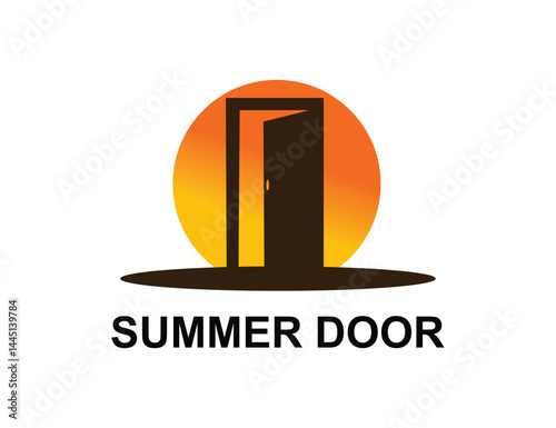 sunset with door logo design