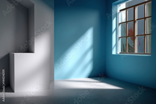 Blue Room with Light and Shadow