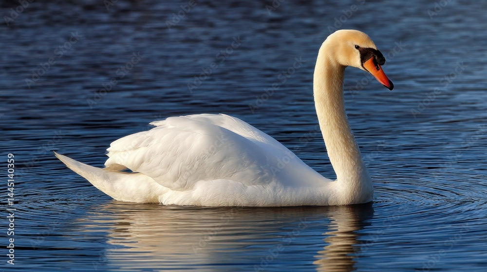 Naklejka premium Serene Swan: A Graceful Aquatic Portrait
