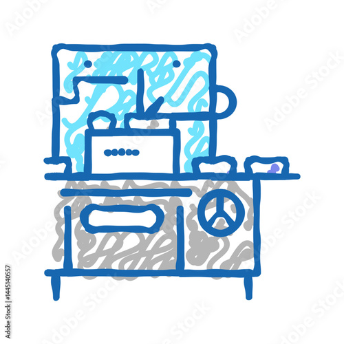 chocolate prepare automatical machine icon doodle illustration