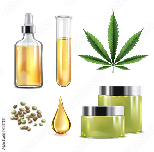 CBD oil Realistic Element Set