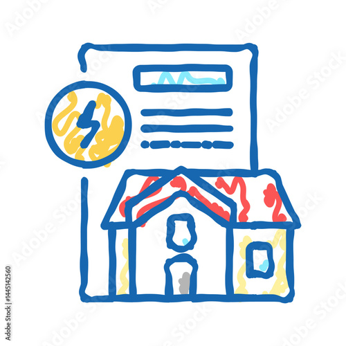 house electricity contract icon doodle illustration