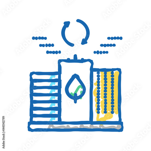 ecology future city icon doodle illustration