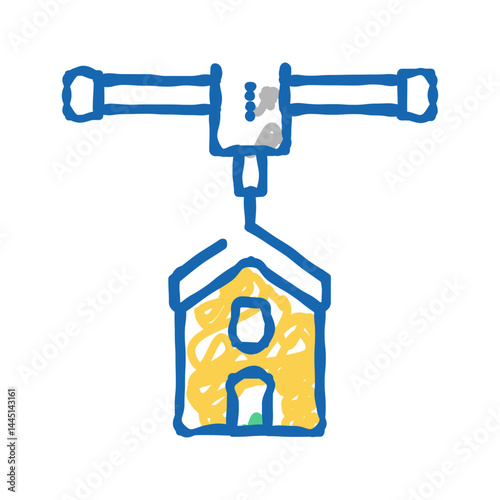 house transportation icon doodle illustration