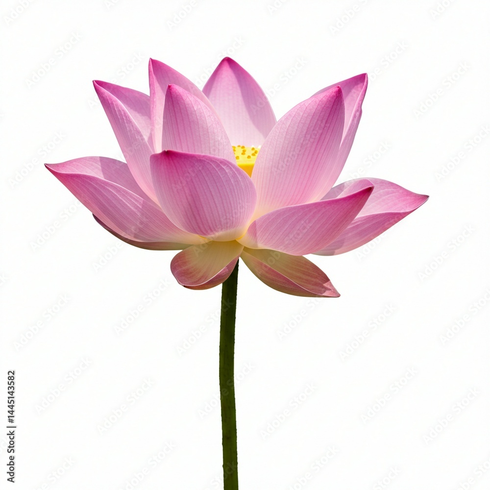 Fototapeta premium Exquisite Pink Lotus Flower Isolated on White Background