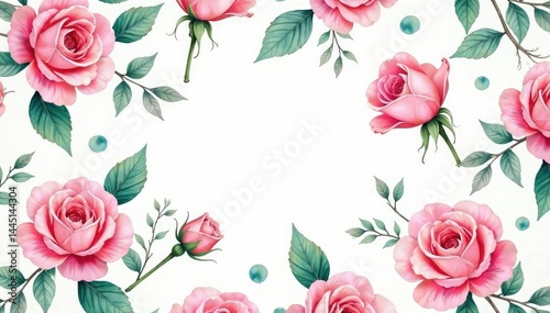 Delicate watercolor roses & leaves, repeating seamlessly , nature, pattern, vintage