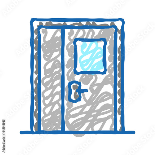 metallic door icon doodle illustration