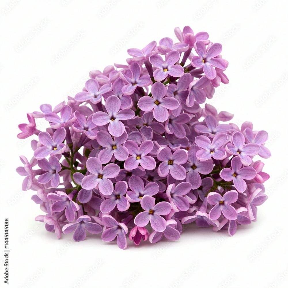 Fototapeta premium Close-up of a beautiful lilac bouquet against white.
