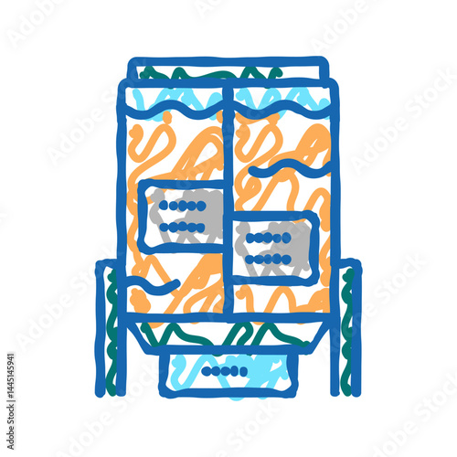 paper factory equipmet icon doodle illustration