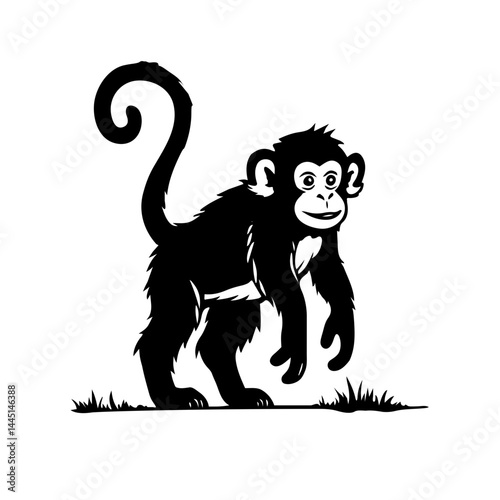 outline of monkey vector on white background