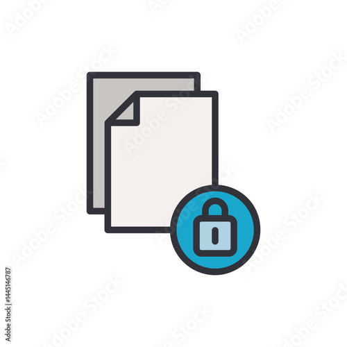 File security colored icons, minimalist vector illustration ,simple transparent graphic element .Isolated on white background