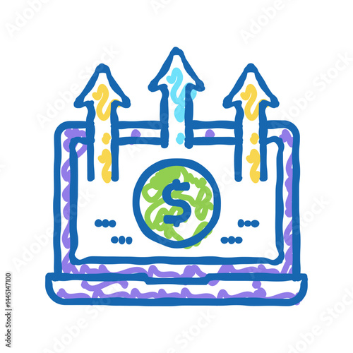 online investment laptop color icon vector isolated illustration