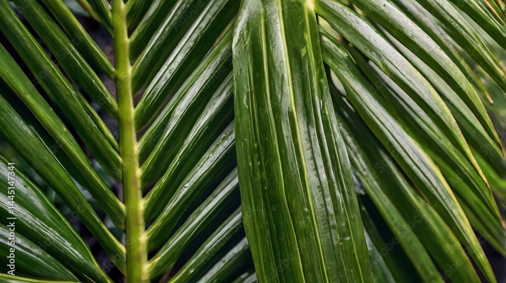 Close-up of Tropical Green Palm Leaf Texture with Detailed Veins 10 Close-up of Tropical Green Palm Leaf Texture with Detailed Veins 10