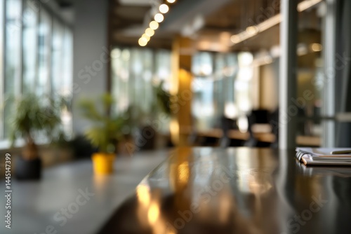 Office Interior with Desk and Plants