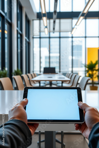 Modern Office Meeting Room with Tablet