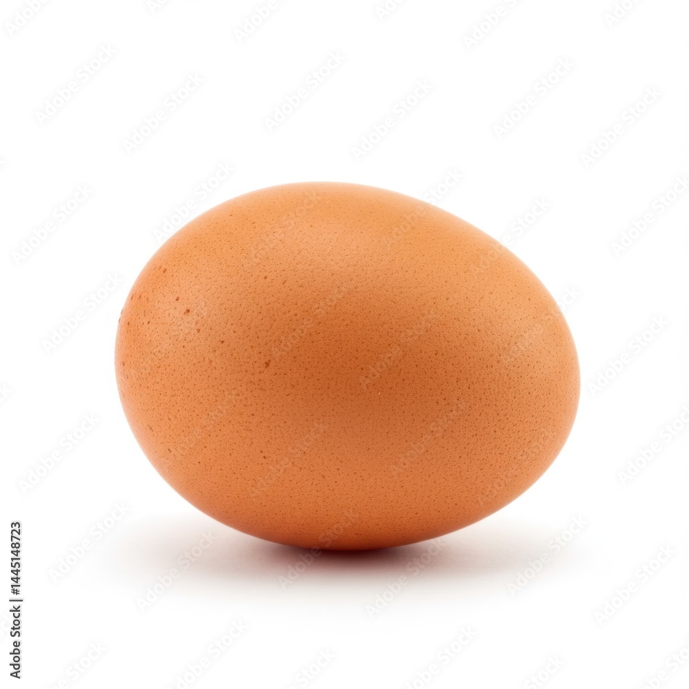 A single brown egg isolated on a white background in a studio setting with soft lighting A single brown egg isolated on a white background in a studio setting with soft lighting