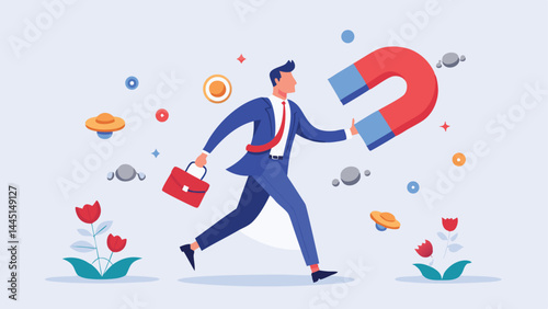 Customer acquisition cost, CAC, advertising cost for lead generation, marketing expense or spending on customer retention, optimize conversion rate concept, businessman with magnet on dollar cost.