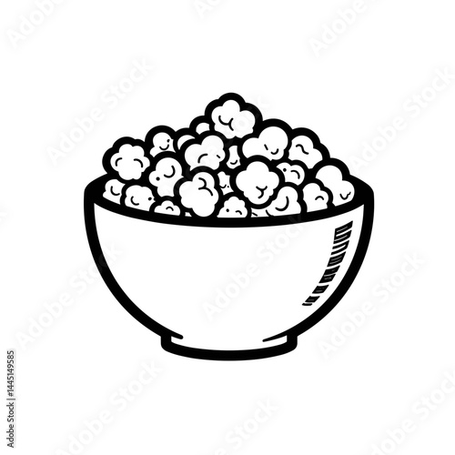 Popcorn bowl filled with fluffy popcorn in a minimalist style  