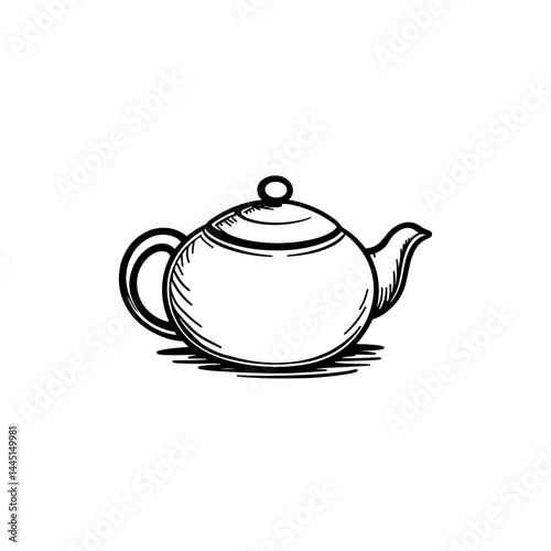 Hand-drawn teapot in sketch style  