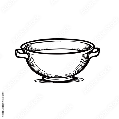Decorative ceramic bowl illustration on white background  