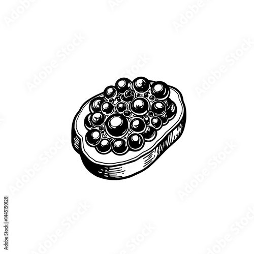 Black Caviar on a Plate in a Vintage Style  