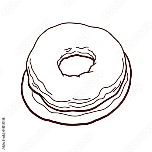 Doughnut illustration in simple line style  
