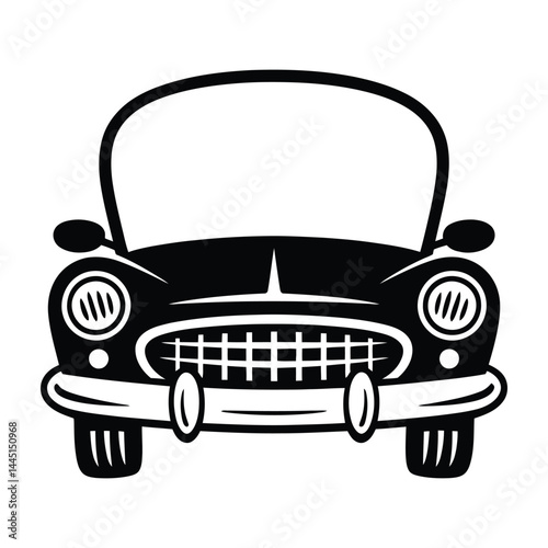 Wedding Car Doodle funny, Silhouette, Vector, Icon, Logo, White Background.