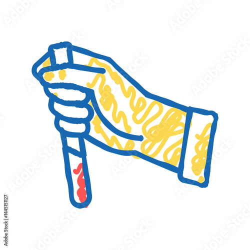 hand holding laboratory tube color icon vector isolated illustration