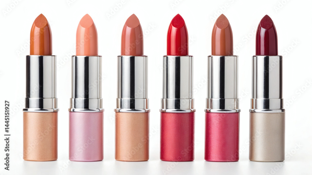 set of lipstick isolated on white background set of lipstick isolated on white background