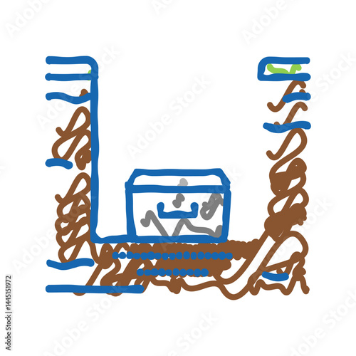 coffin in burial pit color icon vector isolated illustration