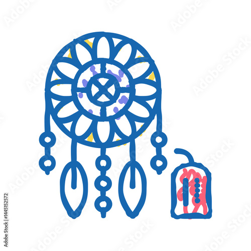 weaving dream cathcer handmade color icon vector isolated illustration
