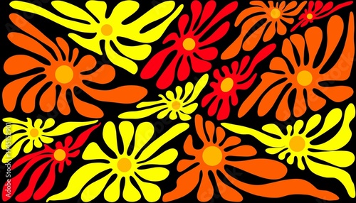 Abstract background. A floral pattern that appears to radiate electric-like energy, with freely flowing petals that evoke a sense of movement and liveliness.