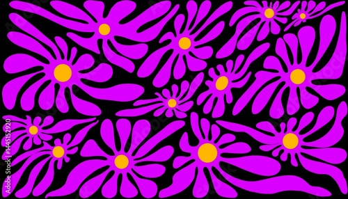 Abstract background. A floral pattern that appears to radiate electric-like energy, with freely flowing petals that evoke a sense of movement and liveliness.
