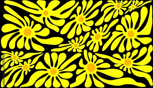 Abstract background. A floral pattern that appears to radiate electric-like energy, with freely flowing petals that evoke a sense of movement and liveliness.