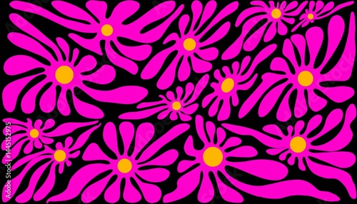 Abstract background. A floral pattern that appears to radiate electric-like energy, with freely flowing petals that evoke a sense of movement and liveliness.