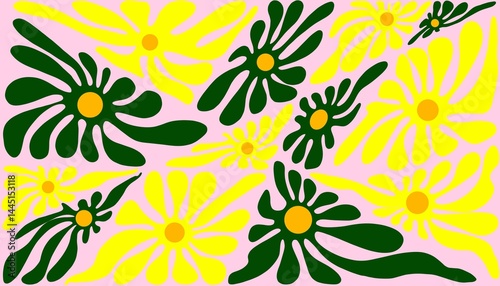Abstract background. A floral pattern that appears to radiate electric-like energy, with freely flowing petals that evoke a sense of movement and liveliness.