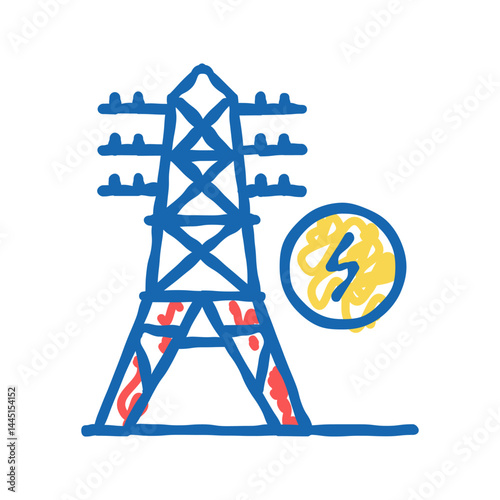 electrical tower color icon vector flat illustration