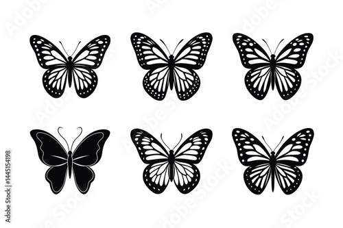 Butterfly Profile in Black Illustration