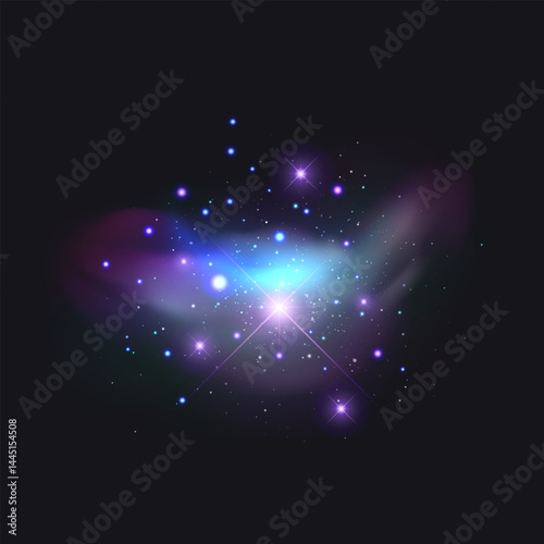 Colorful Cosmic Explosion with Glowing Stars