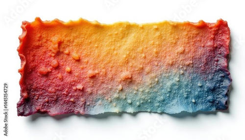 Close-up of a textured flap, cleanly isolated against white backdrop , asset, macro, yellow