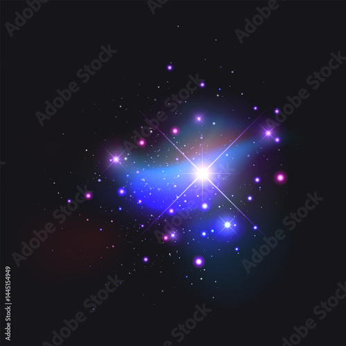 Colorful Cosmic Explosion with Glowing Stars