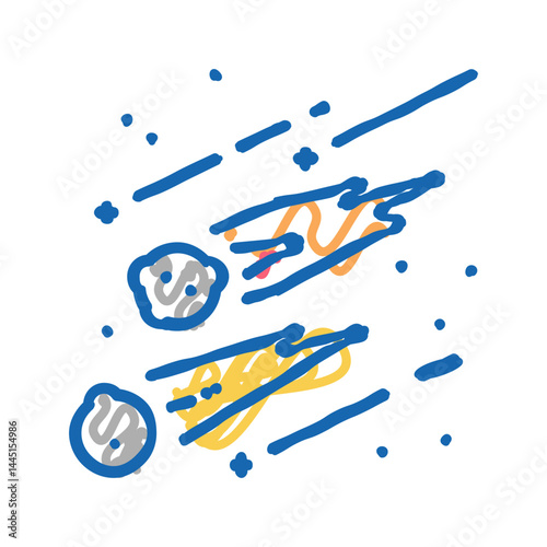 falling meteors color icon vector flat illustration