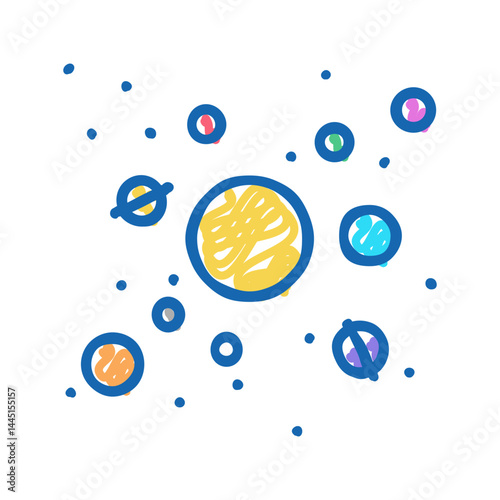 solar system planets icon doodle illustration