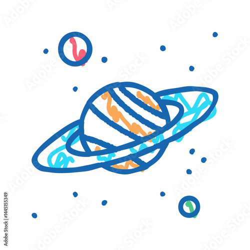 saturn planet color icon vector flat illustration