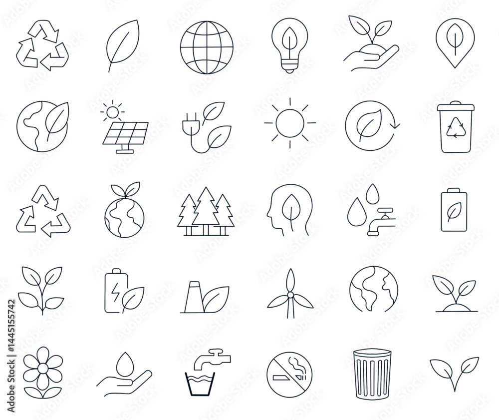 30 Set of ecology transparent background. vector illustration ecology environment style line outline icons 30 Set of ecology transparent background. vector illustration ecology environment style line outline icons